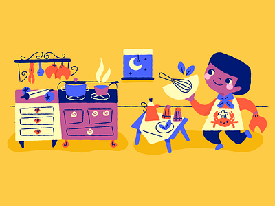Cooking up childrens book cooking illustration kids yellow
