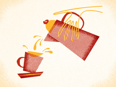 Coffee me, please. caffeine coffee illustration red retro yellow