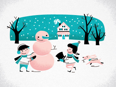Snow! illustration just sickeningly cute pink really turquoise