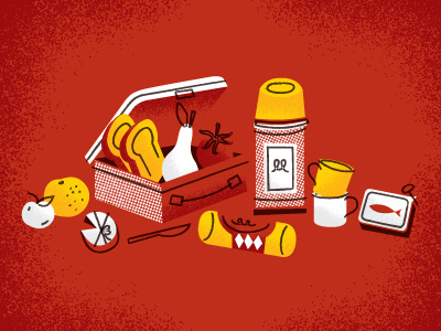 Open that lunchbox. illustration lunchboxes red this lunch is odd actually yellow