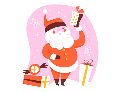 Happy Santa christmas gifts holidays illustration santa snow