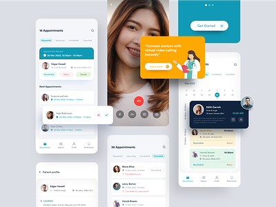 Doctor Appointmens app design appointments bookings card design doctor landing page medial minimal design schedule video calls schedules video calling virtual video