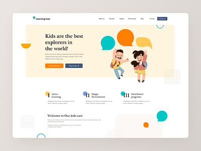 Play School Website design illustration kids landingpage learning minimal design pre school school school website ui