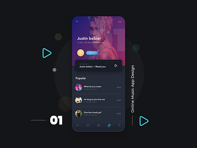 Music App Design Dark Theme music online music