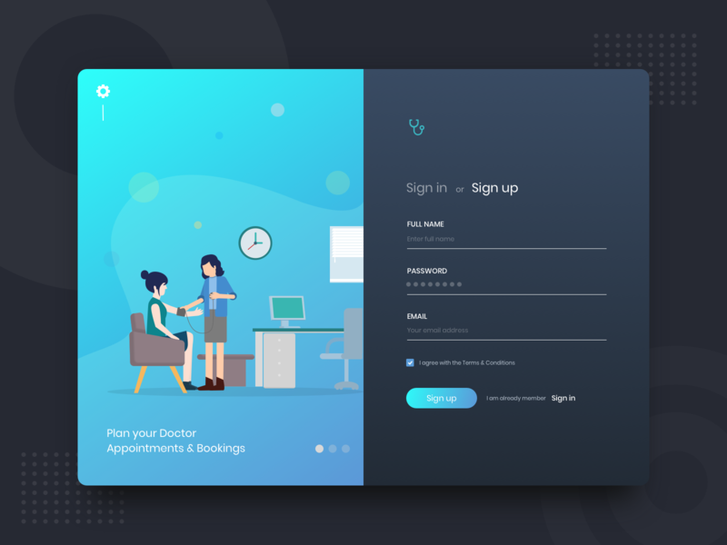 Sign Up Design availability appointment doctor medical register sign in sign up