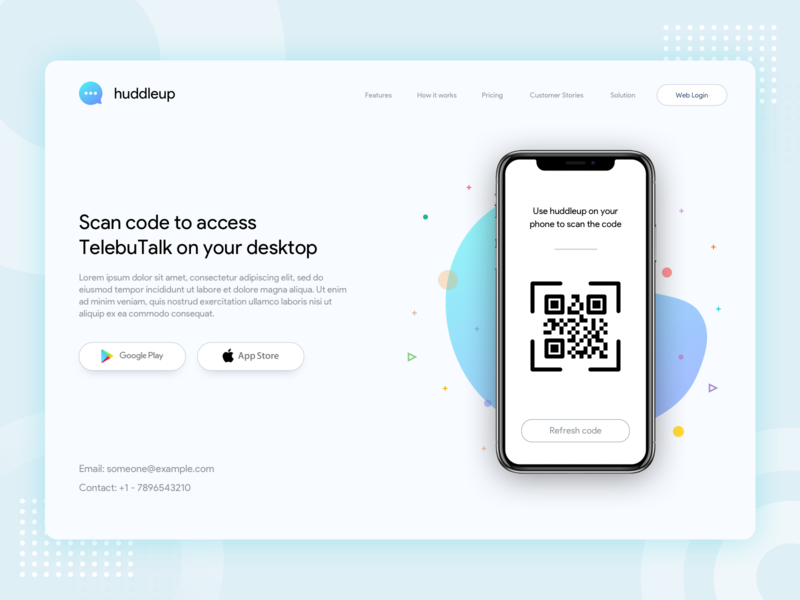 Web Login Landing page mobile qr code landingpage web login