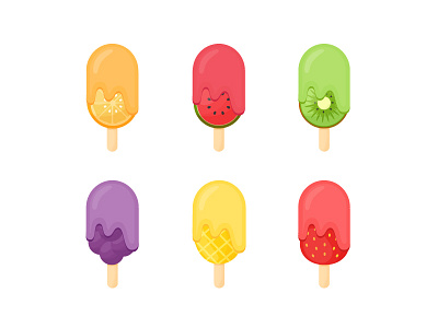Fruit ice cream fruit icecream icon illustration pops popsicle vector white