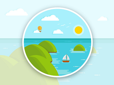 Top viewpoint of the island illustrator island logo plans sea sticker stickermule summer vector