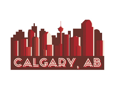 Calgary, AB City Geofilter alberta calgary canada cityscape design geofilter graphic design illustration red snapchat vector