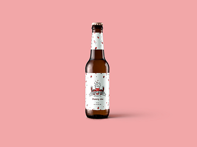 Sweet Blonde Strawberry Beer Bottle beer packaging branding design graphic design illustration minimal minimalist pink product mockup red visual design
