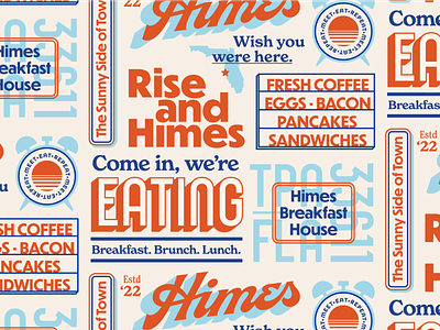 Himes Breakfast House branding breakfast diner logo pattern typography