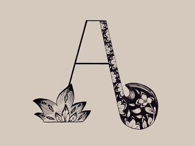 A is got Absofuckinglutely! blackandwhite illustration ink lettera letterform lettering pattern pen typography