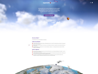 Esperanto Project bear charity cloud earth ecology hot air balloon humanitarian parachute planet sky skydiver webdesign