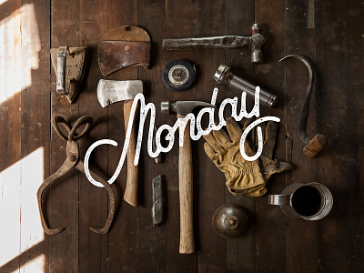Monday distressed handlettering lettering logo stamp texture typography used vintage