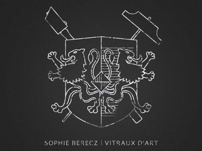 Sophie Berecz | Rebound with type art blason blazon bouclier glass hammer lion marteau shield stained vitrail