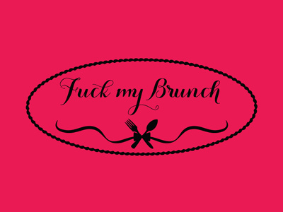 Fuck my Brunch blazon brunch fork fuck logo my ribbon spoon