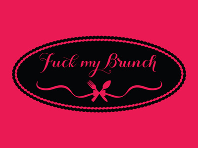 Fuck my Brunch FINAL blazon brunch fork fuck logo my ribbon spoon