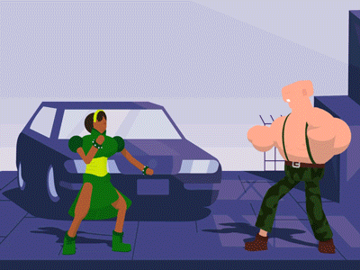 Street Fight 2 2d 3d 90s animation flat illustration purple street fighter sugar blood vector video game