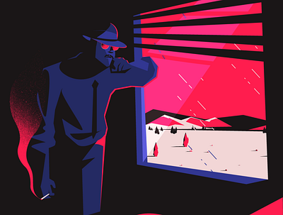 Noir Scapegoat 2d allevato detective flat illustration noir pedro saul bass sugar blood vector