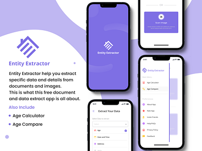 Entity Extrator APP agecalculator agecompare app app design calculator document entity entity extractor extractor mobile app scan ui ui design user interface