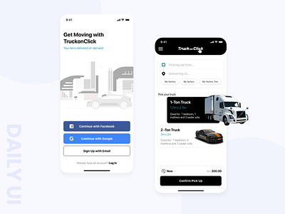 Truck Delivery Service Mobile App app app design dailyui delivery design designer illustration on demand uber uber design ui ux