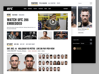 UFC Homepage Concept concept product design sketch ufc ui web design