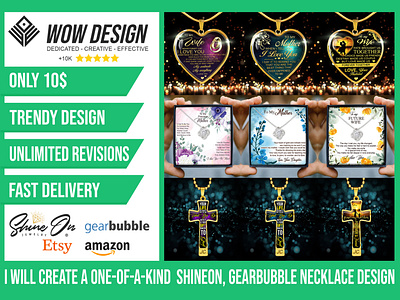 I will create shineon necklace designs graphic design