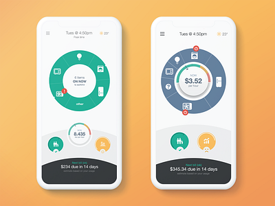 Energy Management App app appliance application design dial dials electricity energy feedback heater megawatts mobile rebound ui