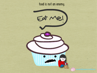 food is not an enemy cupcake illustration mind