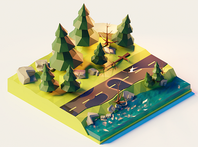 Lost Forest 3d graphic design illustration lowpoly