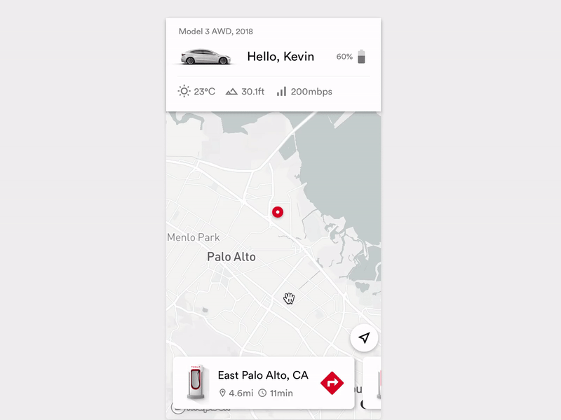 Tesla Supercharger Stations component framerx mapbox page component prototyping reactjs supercharger tesla ui interaction