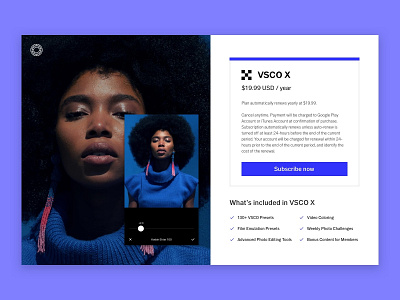 VSCO X Subscription Page Redesign