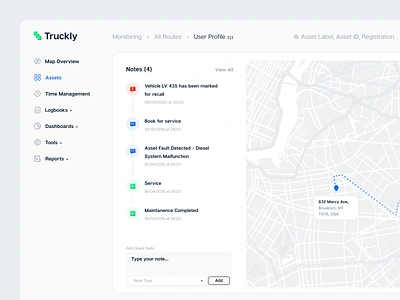 Truckly Vehicle Tracking Dashboard clean dashboard delivery design fireart fireart studio light map minimal tracking ui ux