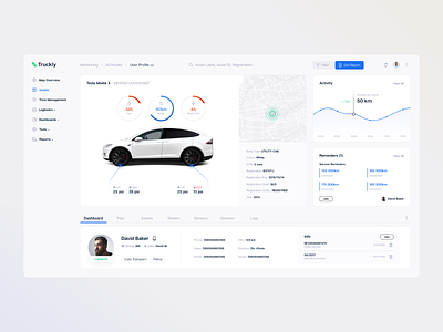Truckly Vehicle Tracking Dashboard Car Details car clean design fireart fireart studio light map minimal tracking ui ux