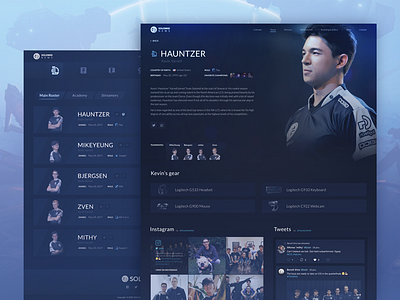 Teams Page Design for eSports Organization Website cybersport dark feed game gaming league of legends news team ui ux web design zajno