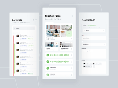 Mobile System Version Control iOS App analitycs app chart clean commit design digital files fireart fireart studio git github green ios mobile product ui ux version