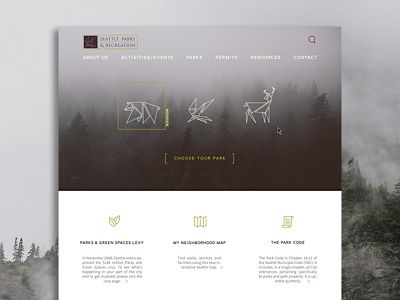 Seattle Parks & Rec front end web photoshop topfold web web design