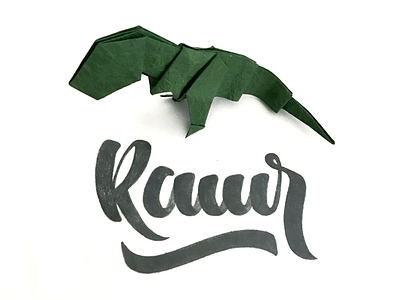 RAWR drawing hand drawn hand lettering illustration origami papercraft