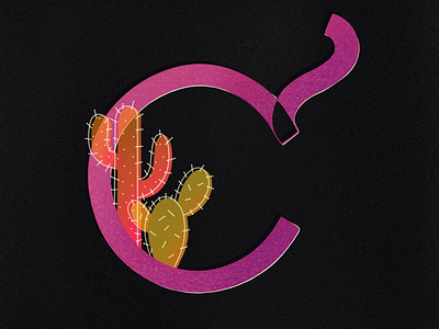 C is for Cactus 36daysoftype c digital art digital type gradient letter plants procreate type typography