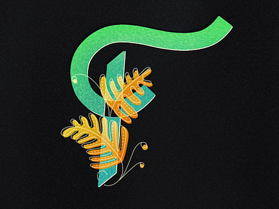 F is for Fern 36daysoftype typography f gradient hand lettering ipad pro letter procreate