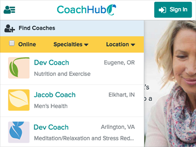 CoachHub Web App Filters filters search web app web development