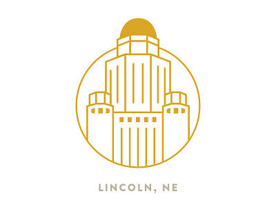 NE State Capitol building capitol city icon illustration lincoln nebraska state