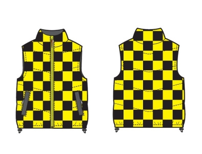 Sketch of Puffer vest with All Over Print (AOP)