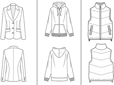 Sketch of 3 types of apparel