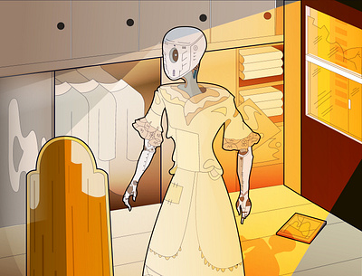 Robot Find Himself A Dress design illustration illustrator robot