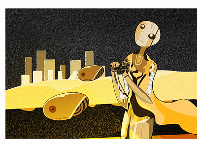 Robot get on a pilgrimage design illustration illustrator