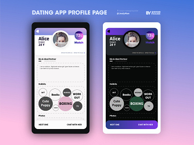 Profile Page Of Dating App :: DailyUI 6/100 app dailyui design gradient graphic design ui userinterface ux