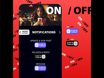 ON / OFF SWITCH SOCIAL MEDIA APP | DailyUI 15/100 adobeillustrator dailyui design graphic design ui ux