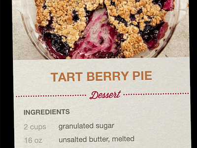Recipe Cards app berry cards cooking ingredients interface pie recipe
