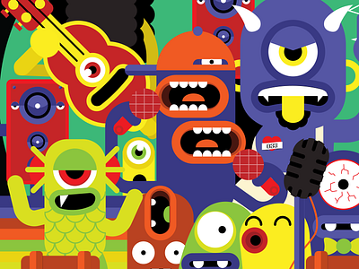 Poster illustration character design event kawaii logo monster poster